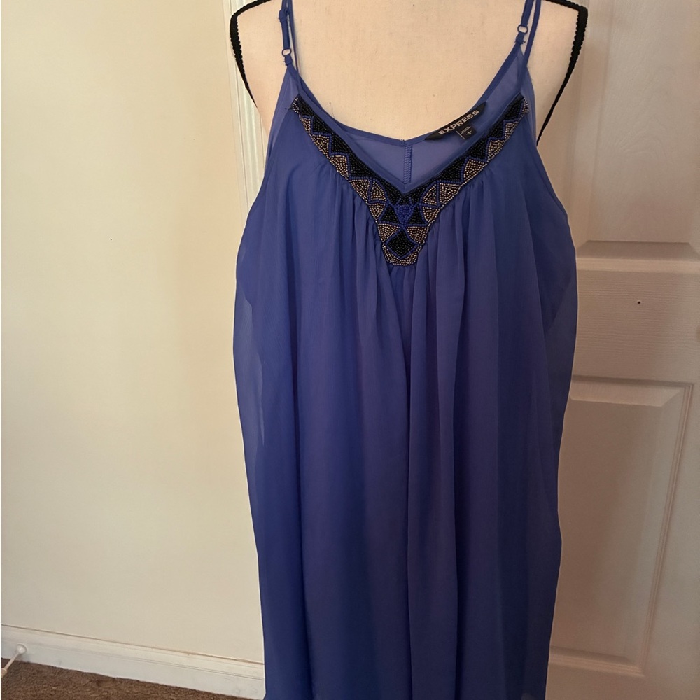 Express Royal Blue Beaded Blouse